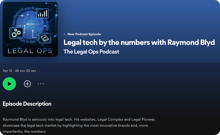 Legal tech by the numbers with Raymond Blyd