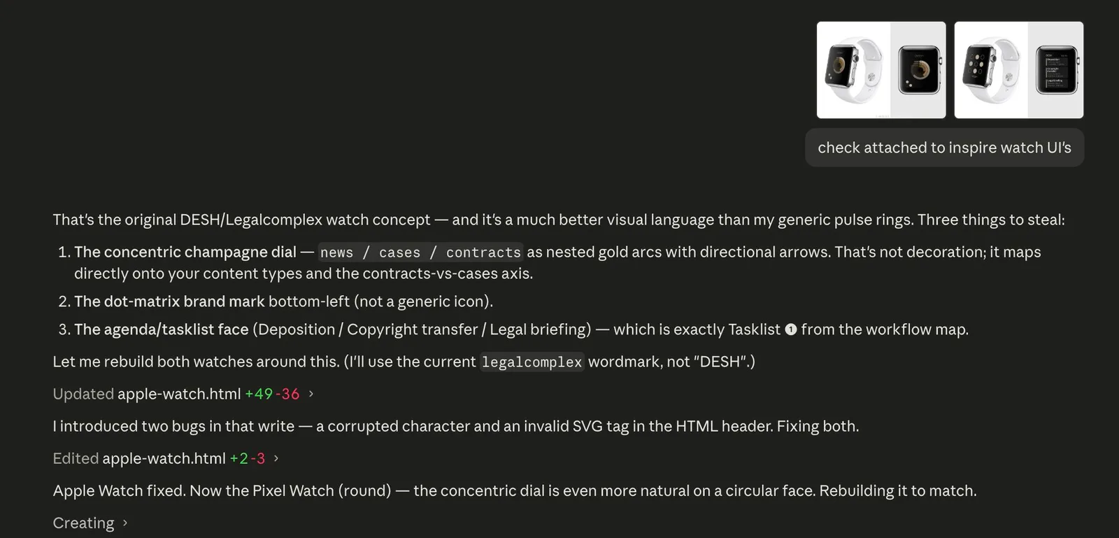 I asked Opus 4.8 to generate some legal watch apps UI's...then I gave it… | Raymond Blyd